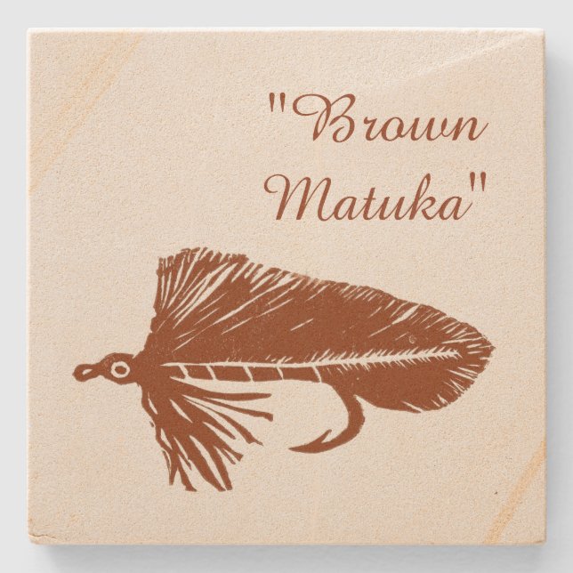 Brun Matuka-fluga-tyggning och fiskströmmare Stenunderlägg (Framsidan)