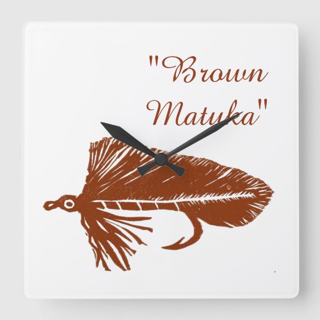 Brun matuka-strömmare för flygbindning och fiske fyrkantig klocka (Framsida)