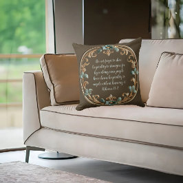 Brun med Blommigt Ram Anpassade, bibelverse Kudde