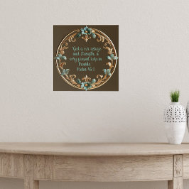 Brun med Blommigt Ram bibelverser Poster