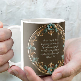 Brun med blomsterram Anpassningsbar Bibelvers Kaffemugg