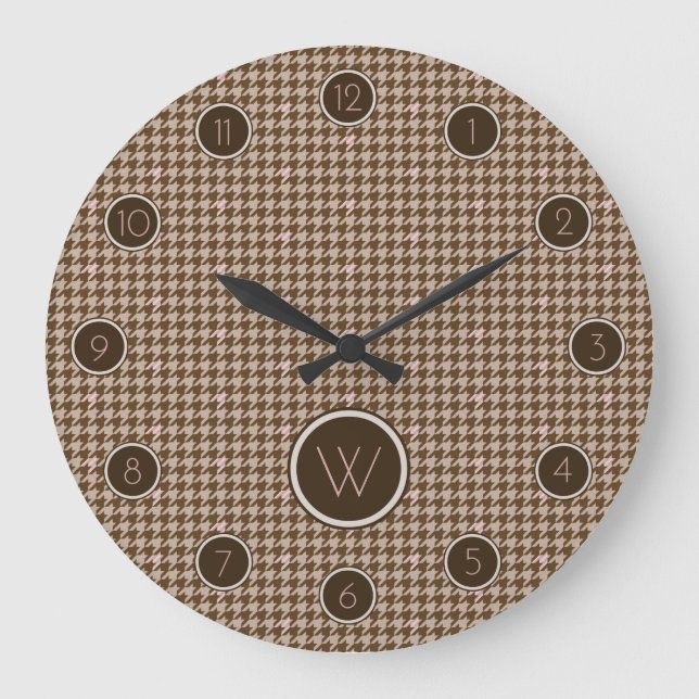 Brun med Houndstooth Clock från Guld med Ro Stor Klocka (Framsida)