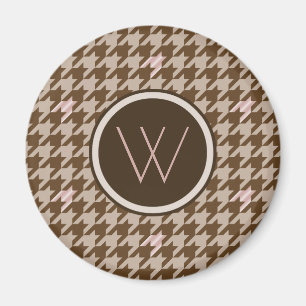 Brun med Houndstooth Magnet från Guld med Ro