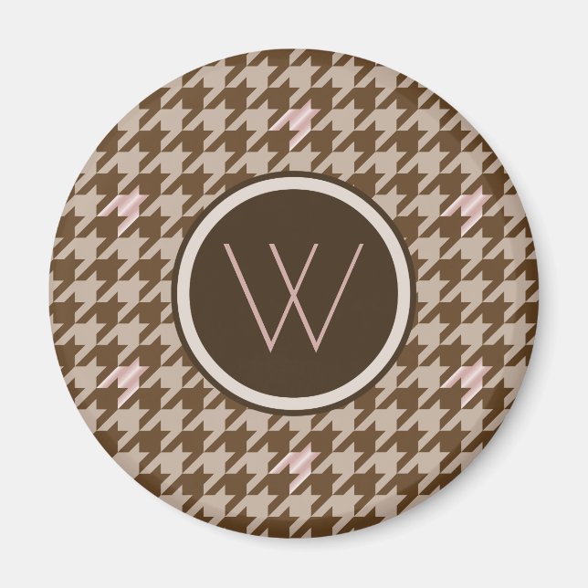 Brun med Houndstooth Magnet från Guld med Ro (Framsidan)
