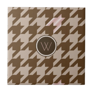 Brun med Houndstooth-plattan Ro Guld Kakelplatta