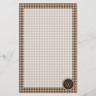 Brun med Houndstooth Stationery med Guld-accent i Brevpapper