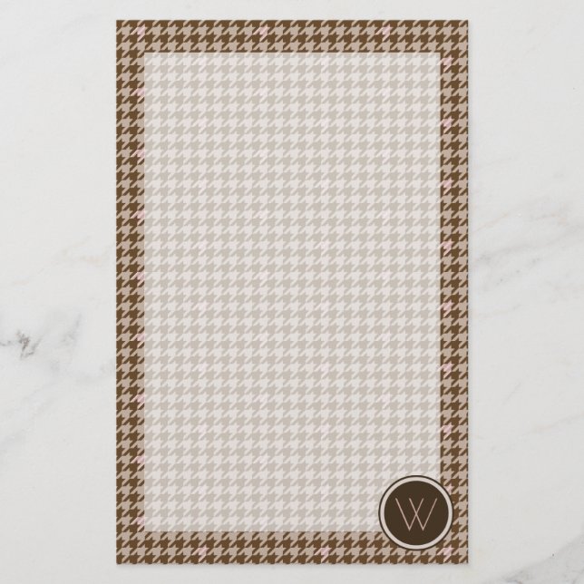 Brun med Houndstooth Stationery med Guld-accent i  Brevpapper (Framsida)