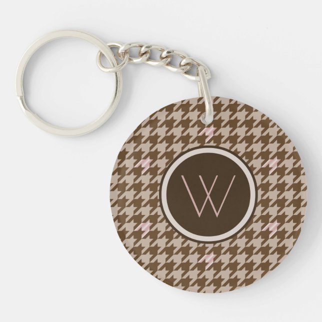 Brun med nyckelkedjan Ro Guld accent Houndstooth (Framsidan)