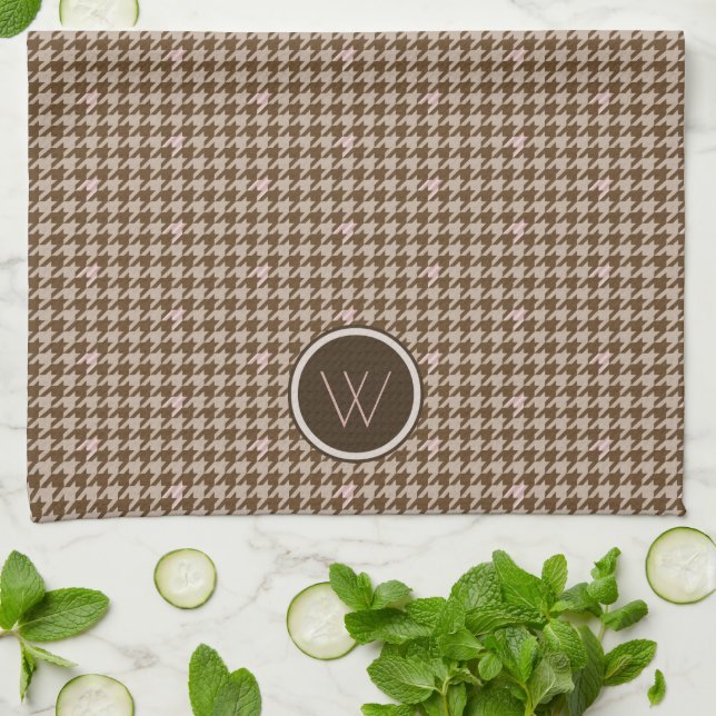Brun med Ro Guld Houndstooth Kitchen Towel Kökshandduk (Vikta)