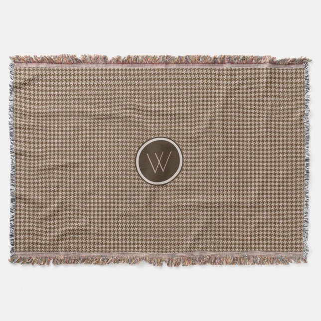 Brun med Ro Guld Houndstooth Throw Blanket Filt (Framsidan)