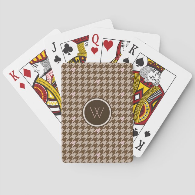 Brun med Ro Guld Houndstooth-uppspelningskort Casinokort (Baksidan)