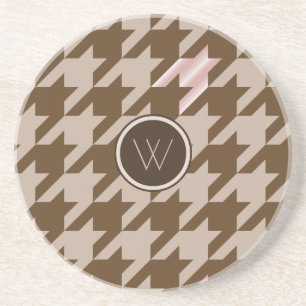 Brun med Rose Gold Houndstooth Sandstone Coaster Underlägg