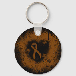 Brun medvetenhet Ribbon Grunge Heart Nyckelring