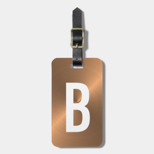 Brun, metallisk monogram, inledande bagagebricka