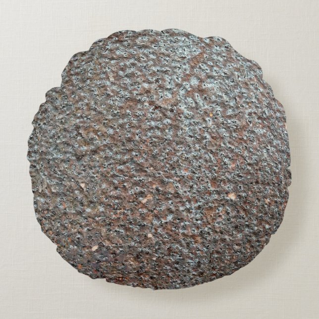 Brun metallkorrosionsmönster rund kudde (Framsidan)