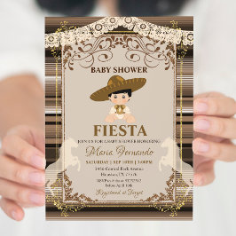 Brun mexikansk babystövel - inbjudan till Fiesta