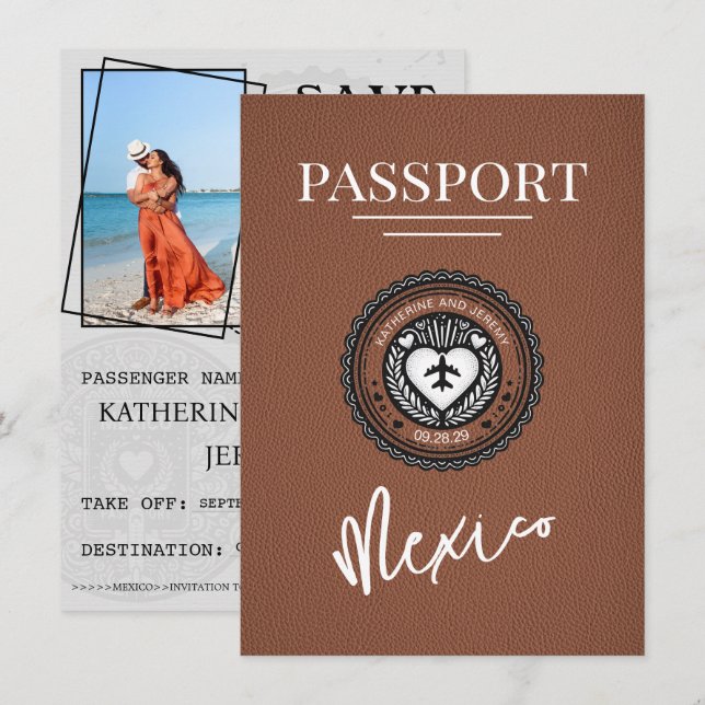 Brun Mexiko Passport Spara datum Datumet (Fram/baksida)