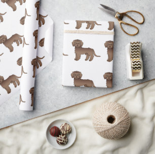 Brun Mini Goldendoodle Söt Tecknad Hund Mönster Presentpapper