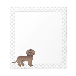 Brun Mini Goldendoodle Tecknad Hund & Tassar Anteckningsblock