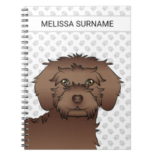 Brun Mini Goldendoodle Tecknad Hund & Text Anteckningsbok