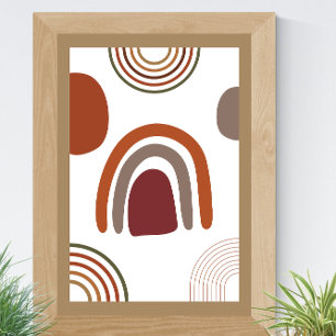 Brun minimal Abstrakt Boho Geometric Poster