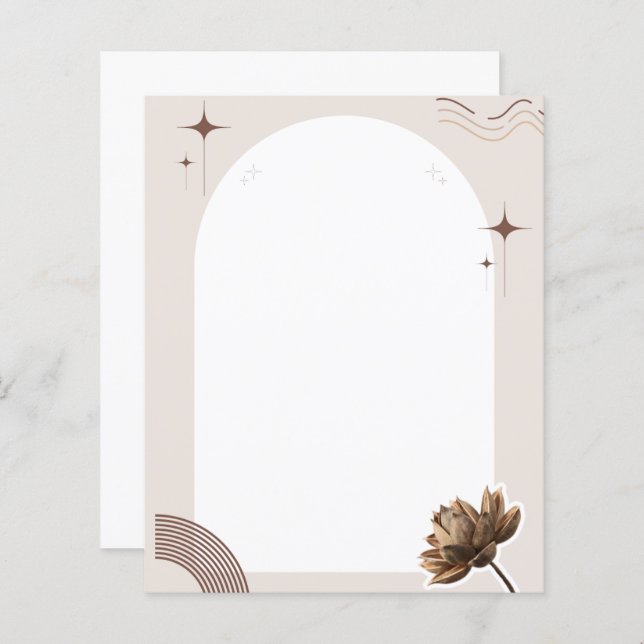 Brun minimal Boho-anteckning tom (Fram/baksida)