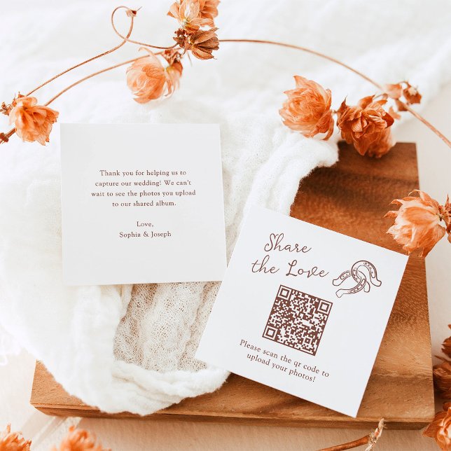 Brun Minimal Hästsko | QR-kod Dela kärleken Tilläggskort (Skapare uppladdad)