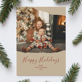 Brun, minimalistisk 2-foto-Glad helg-jul Julkort