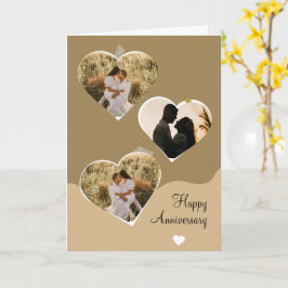 Brun, minimalistisk årsdag Fotokollage är uppfällt Kort