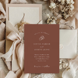 Brun minimalistisk hästseshoe | Rustic Bröllop Inbjudningar