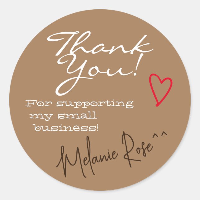 Brun minimalistisk Tack - etiketter Heart Namnteck (Framsida)