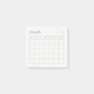 Brun minsta månadsplaneringskalender post-it block