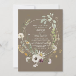 Brun mjuk Vild-blommor i Färg Inbjudningar