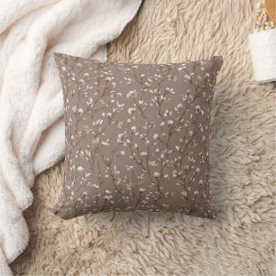 Brun Mocha Cottagecore Neutrala Blommor Kudde