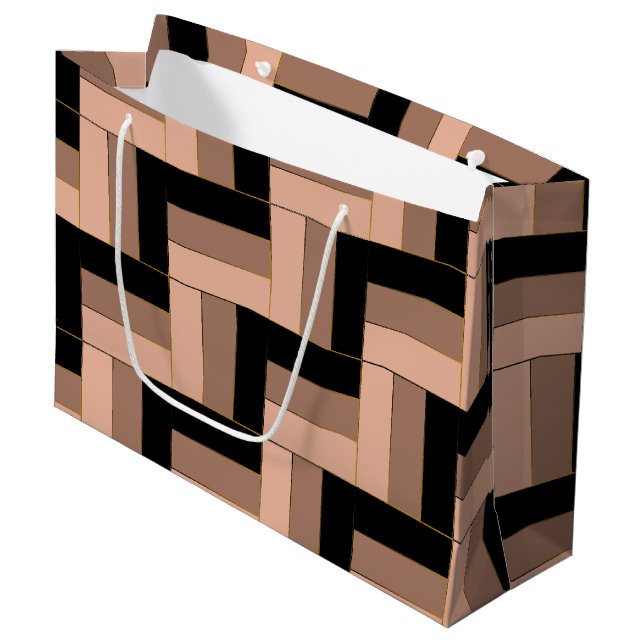 Brun Mocha, svart, geometriska rektanglar (Framsidan Vinklad)