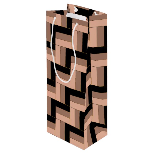 Brun Mocha, svart, geometriska rektanglar (Baksidan Vinklad)