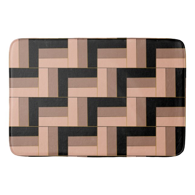 Brun Mocha, svart, geometriska rektanglar Badrumsmatta (Framsidan)