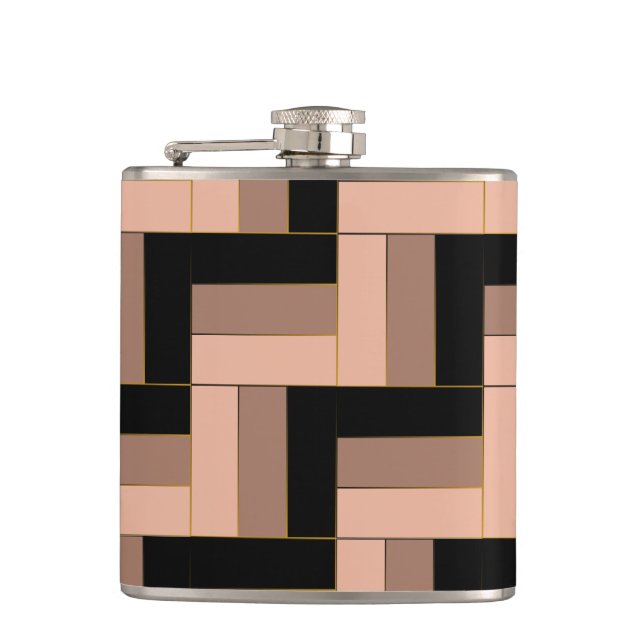 Brun Mocha, svart, geometriska rektanglar Fickplunta (Framsidan)