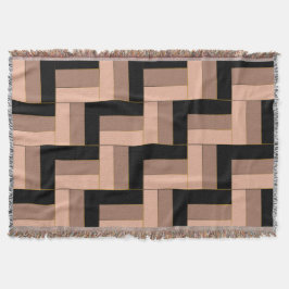 Brun Mocha, svart, geometriska rektanglar Filt