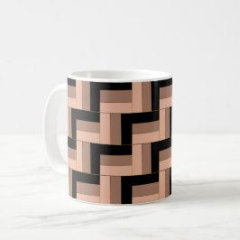 Brun Mocha, svart, geometriska rektanglar Kaffemugg
