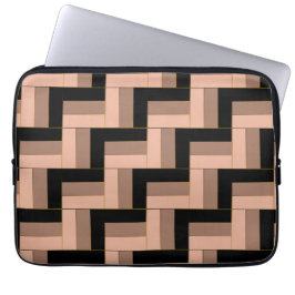 Brun Mocha, svart, geometriska rektanglar Laptop Fodral