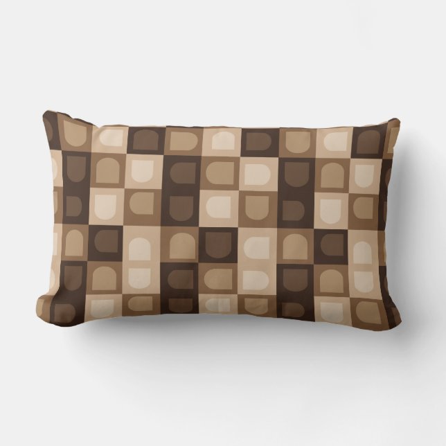 Brun Modern Boho Båge Geometrisk Aztec Mönster Lumbarkudde (Framsida)