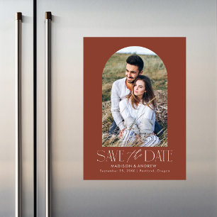 Brun   Modern enkel välkommen fotobild Spara datum Magnetisk Inbjudningskort