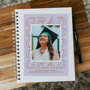 Brun Modern Grad Typography Studenten-fotokort Inbjudningar