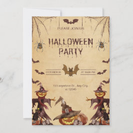 Brun Modern Halloween fest-inbjudan Inbjudningar