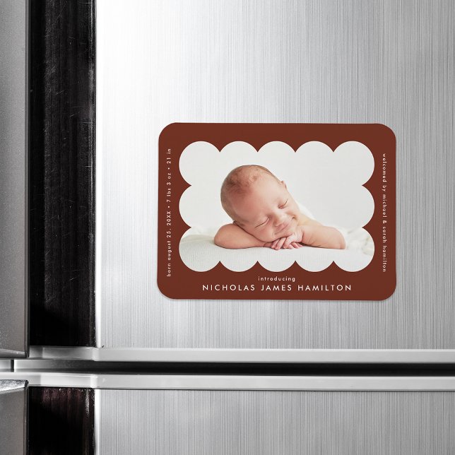 Brun Modern Scalloped Ram Birth Notice Magnet (Skapare uppladdad)