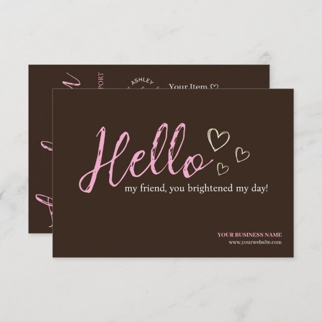 Brun Modernt Skript QR-kod, Tack Affärsverksamhet Tilläggskort (Fram/baksida)