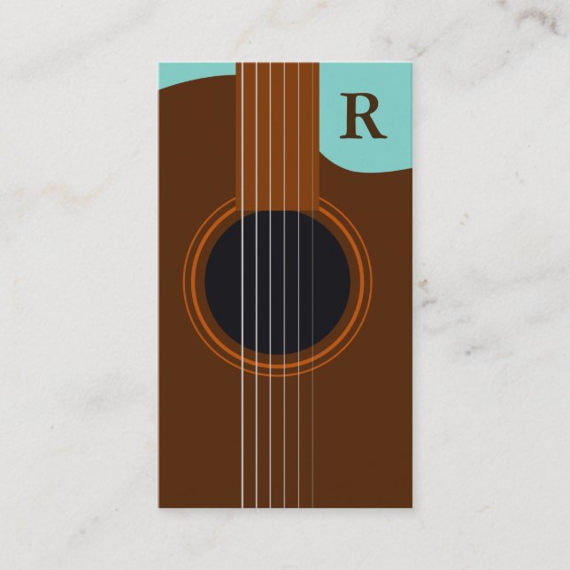 Brun Monogram Akustisk Gitarr Gitarrist Visitkort (Framsida)