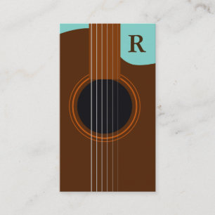 Brun monogram akustisk Guitarist Visitkort