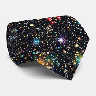 Brun monogram färgglad kosmisk stjärnhop slips